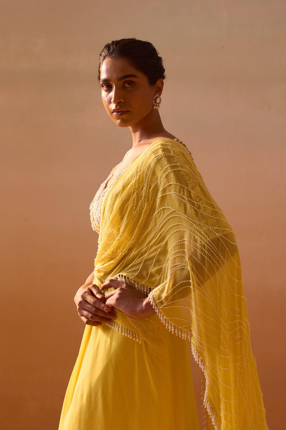 Yellow Georgette Saree