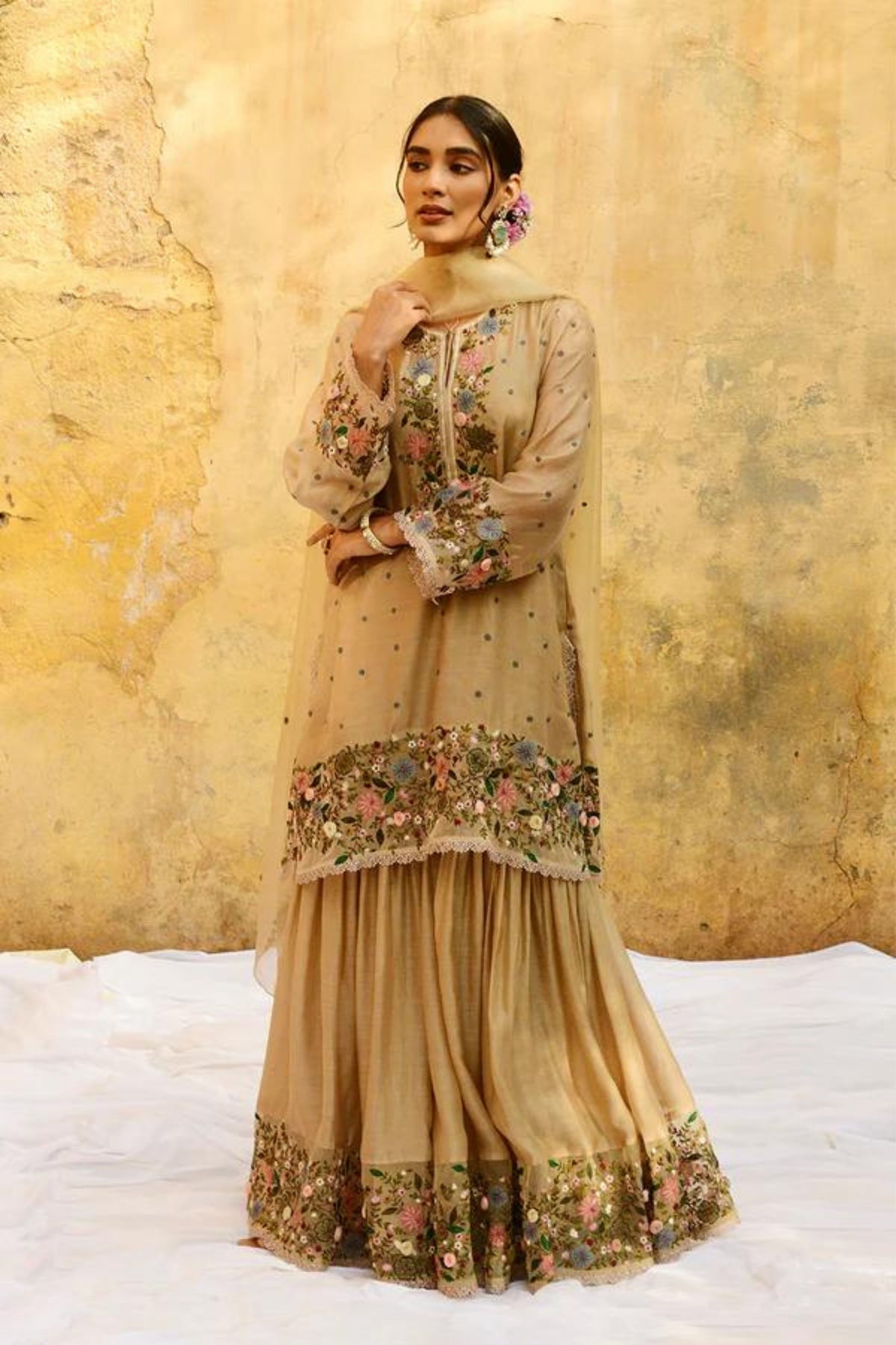 Ivory Orchid Sharara Set