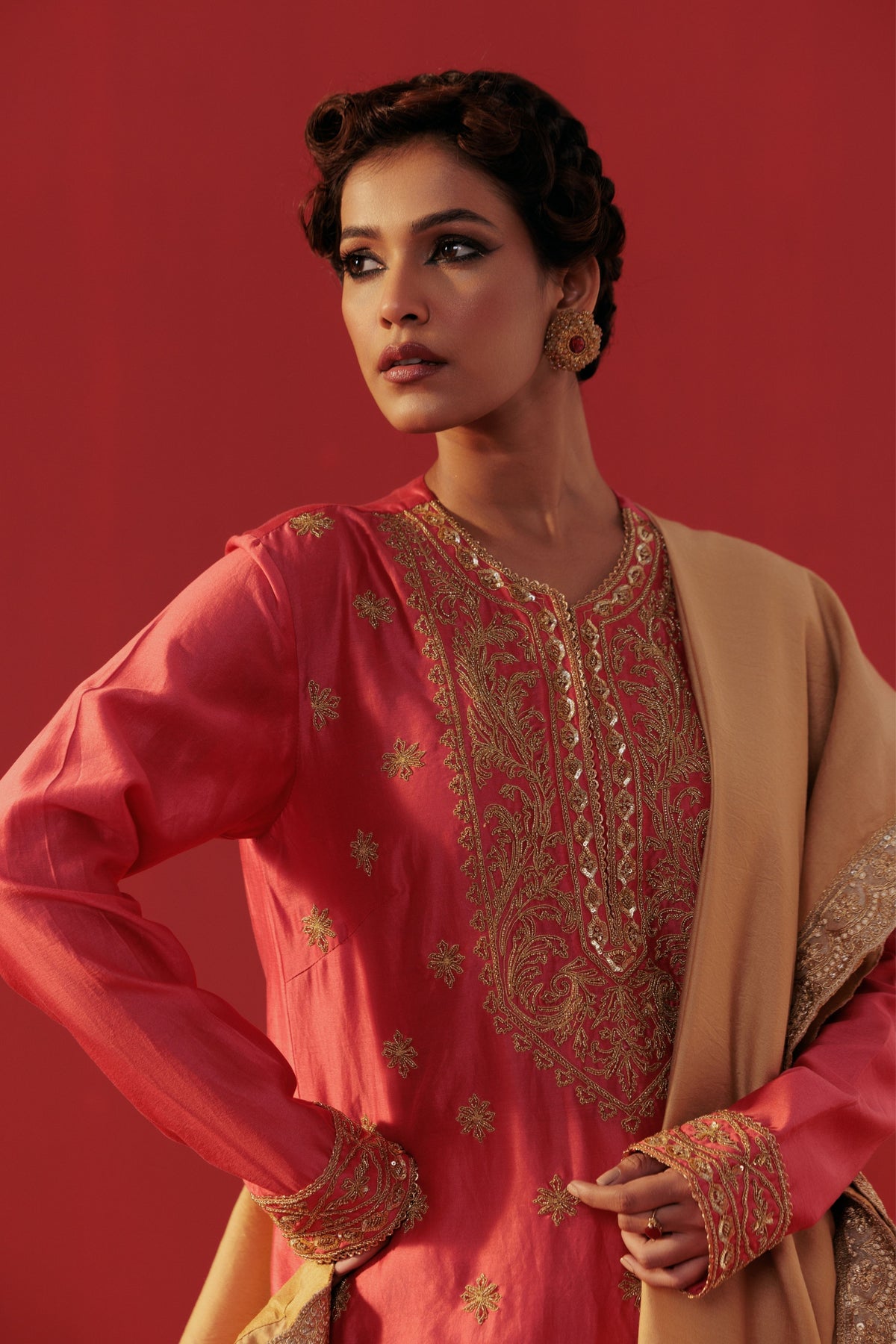 Peach Sharara Set