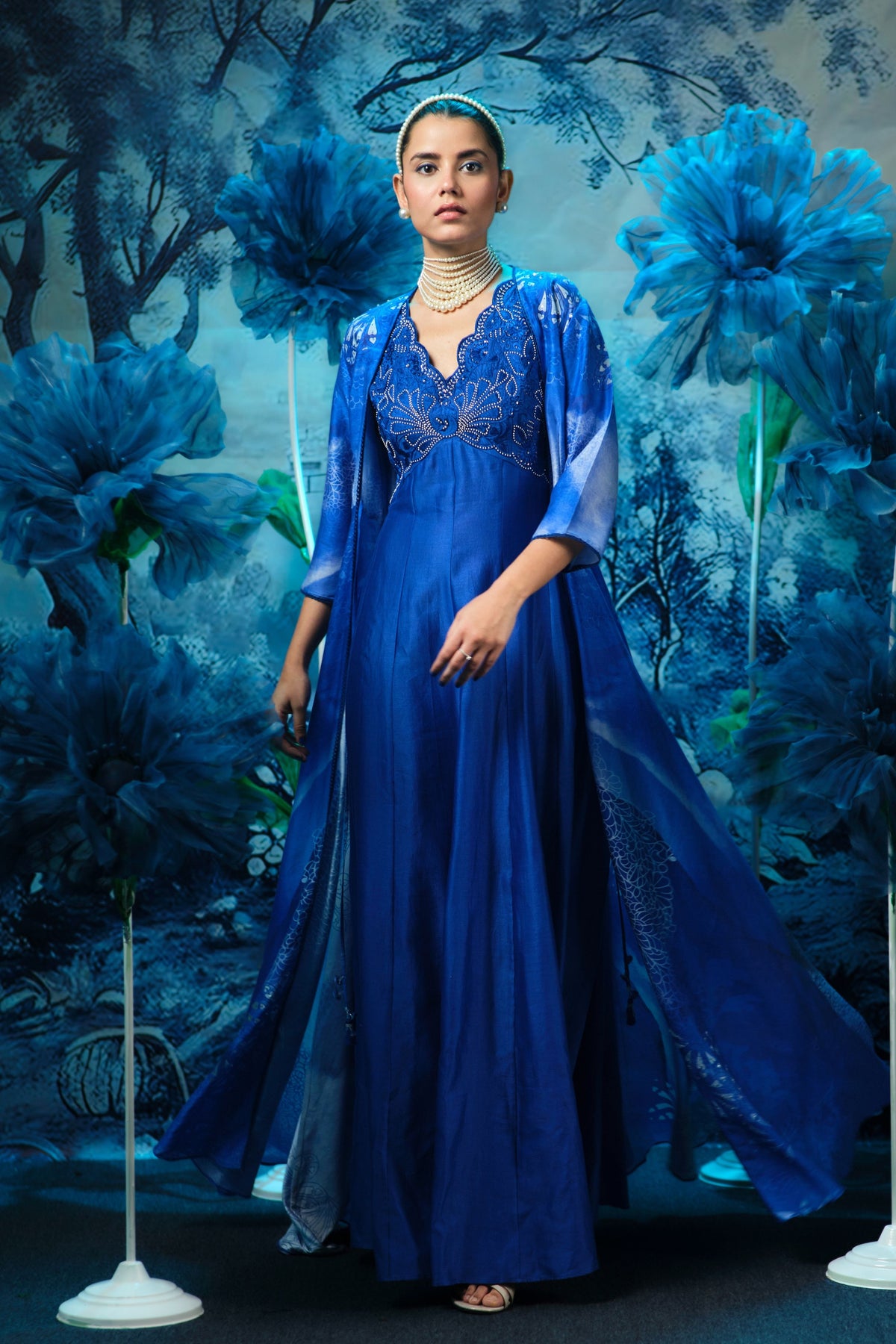 Indigo Ensemble Cape Dress