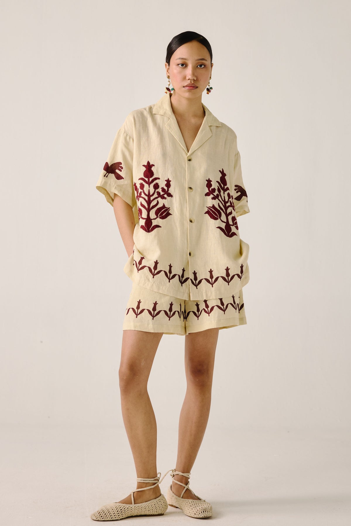 Ivory Bird Applique Unisex Set