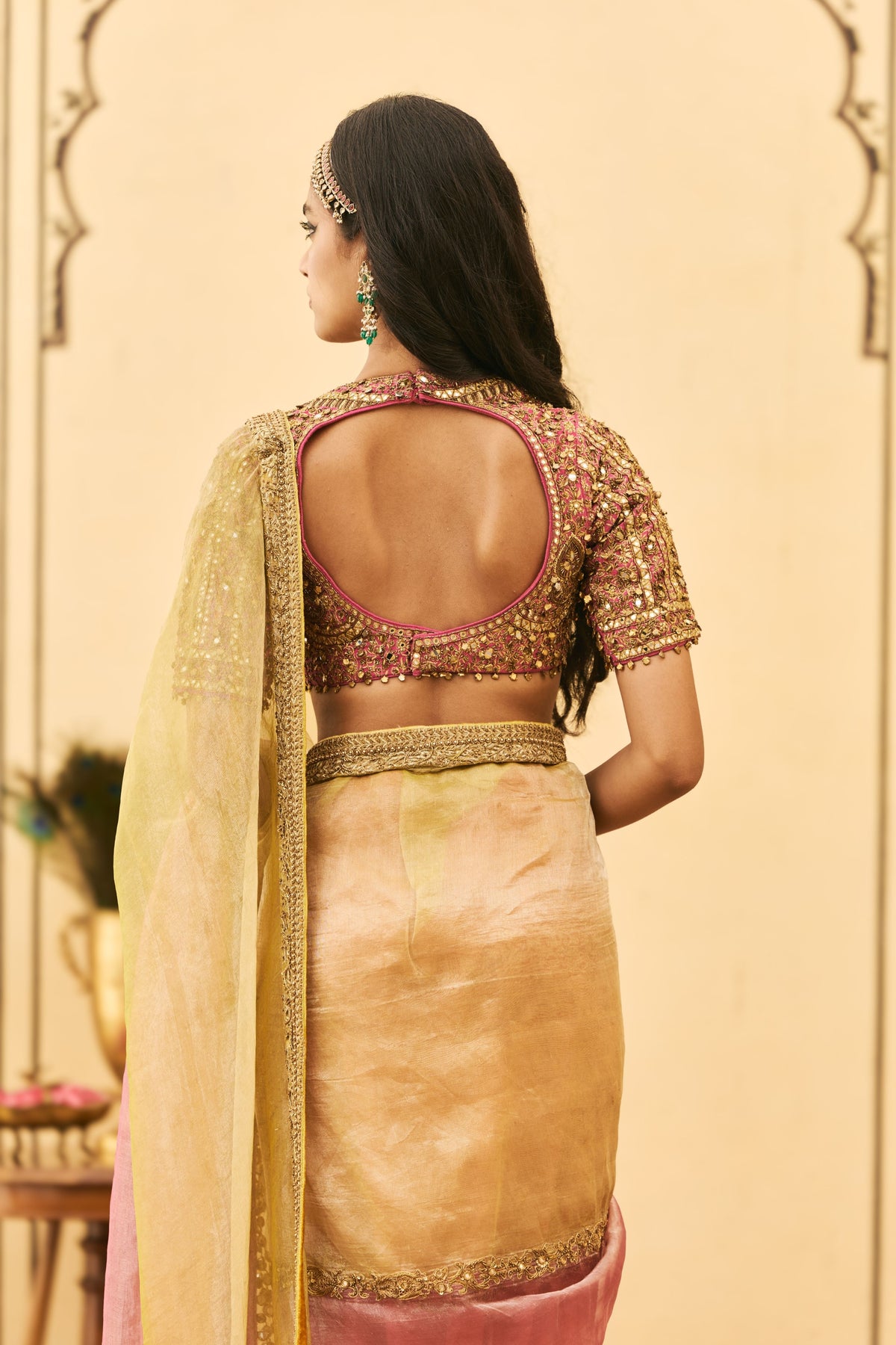 Peela Zardosi Saree Set
