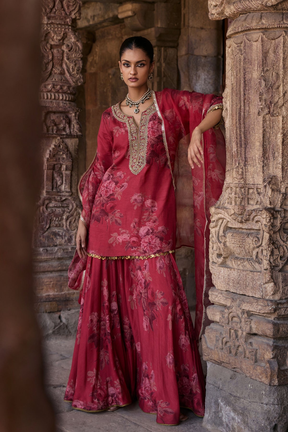 Gulbagh Coral Sharara Set