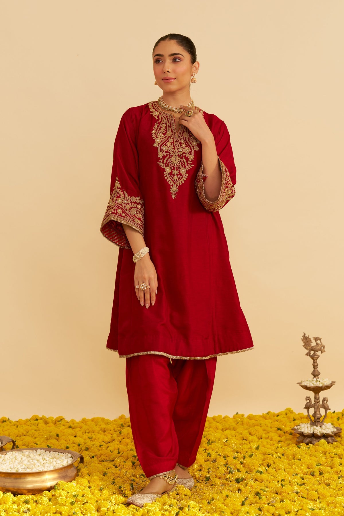 Marwa Red Chauga With Salwar