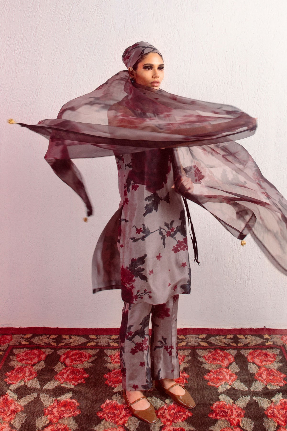 Cloudy Grey Printed Kurta Set