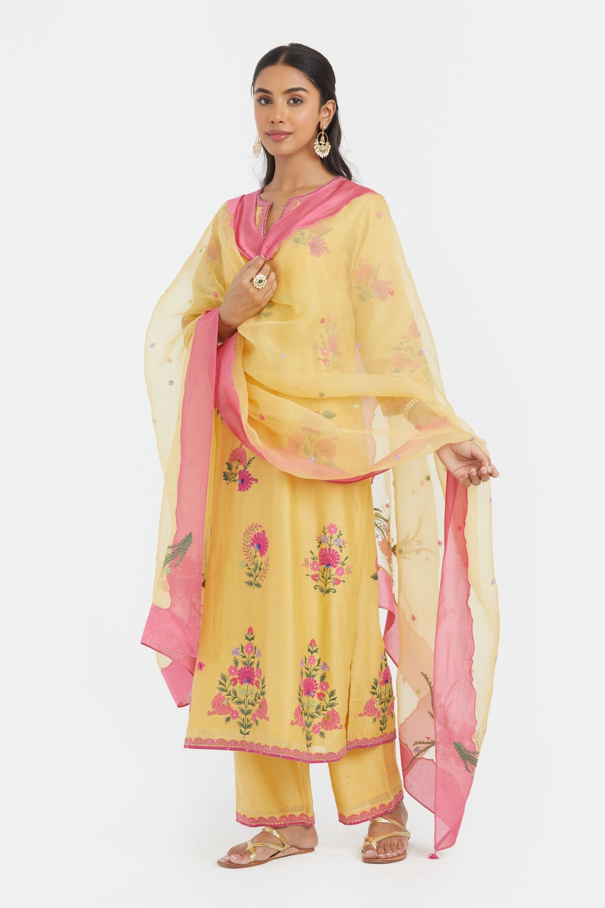 Yellow Silk Straight Kurta Set