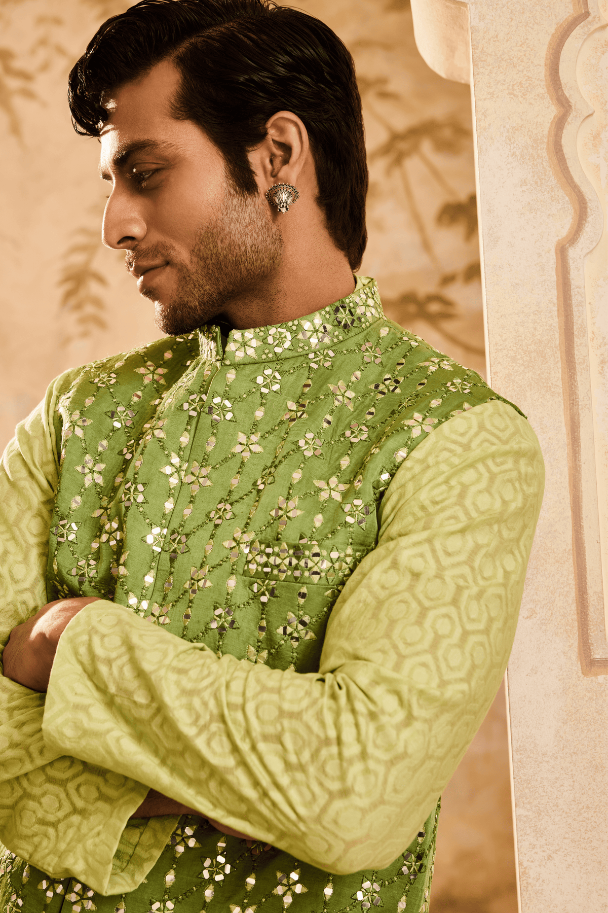 Light Green Nehru Jacket Kurta Set