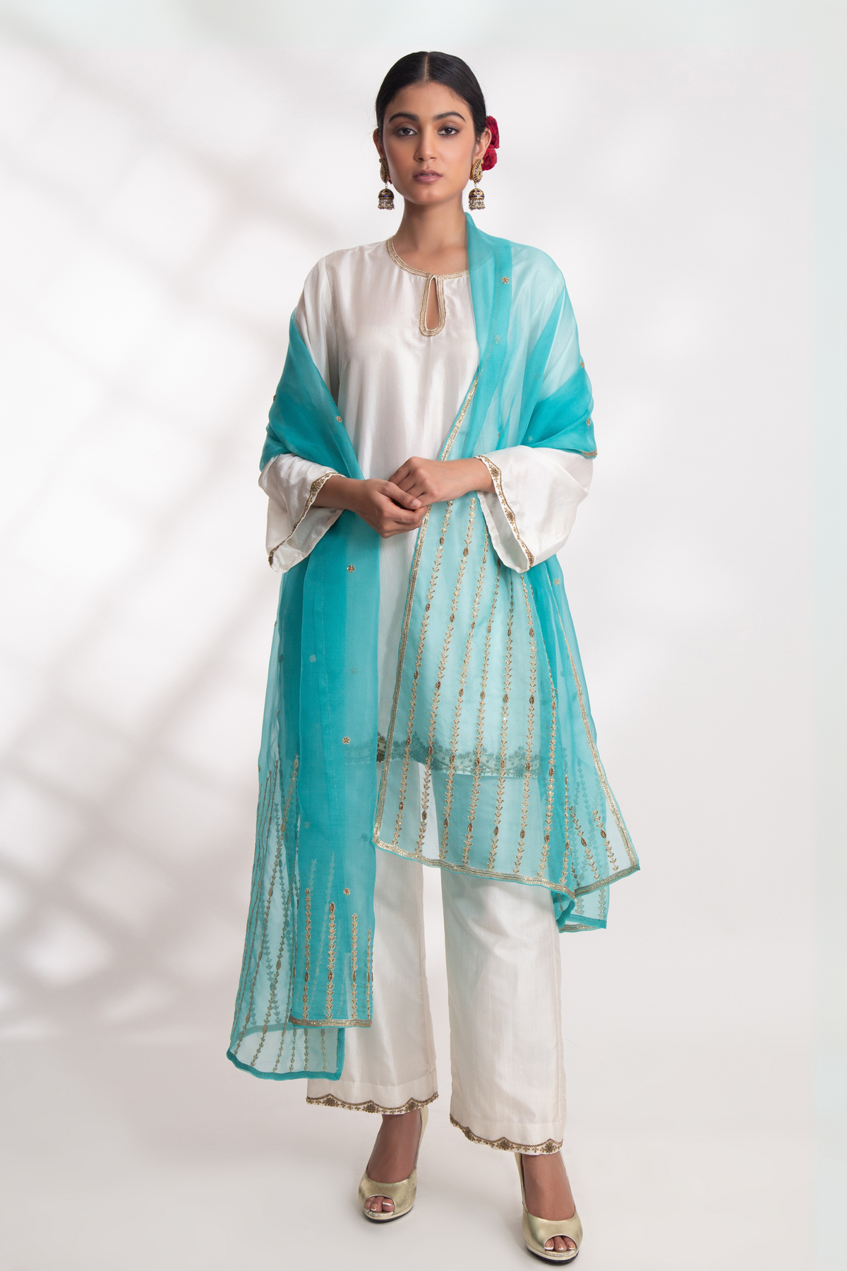 Firozi Neeli Dupatta