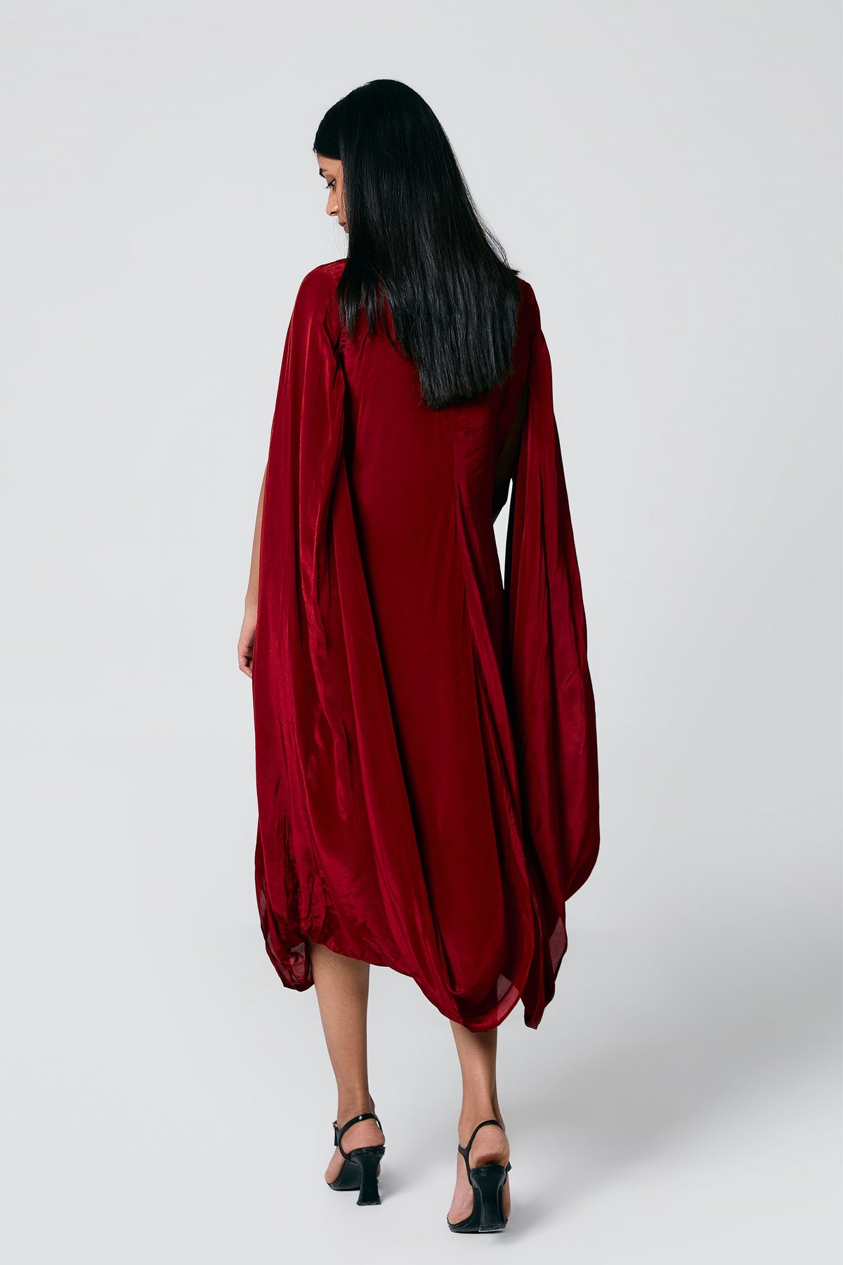 Red Double Cowl Dress