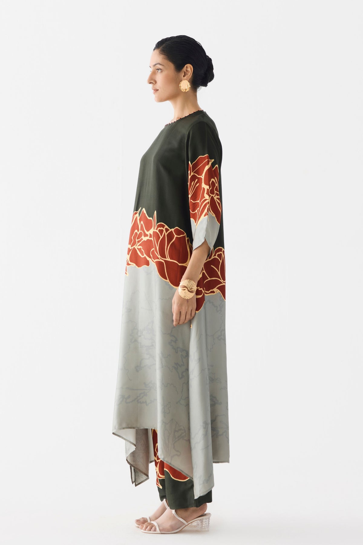 Red Alba A-line Kurta Set
