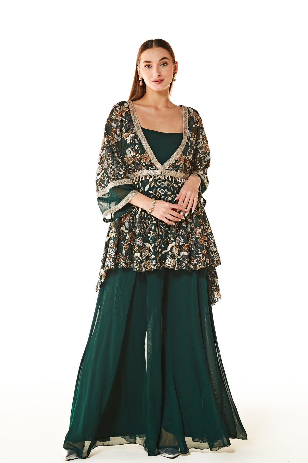 Dalia Forest Green Sharara Set