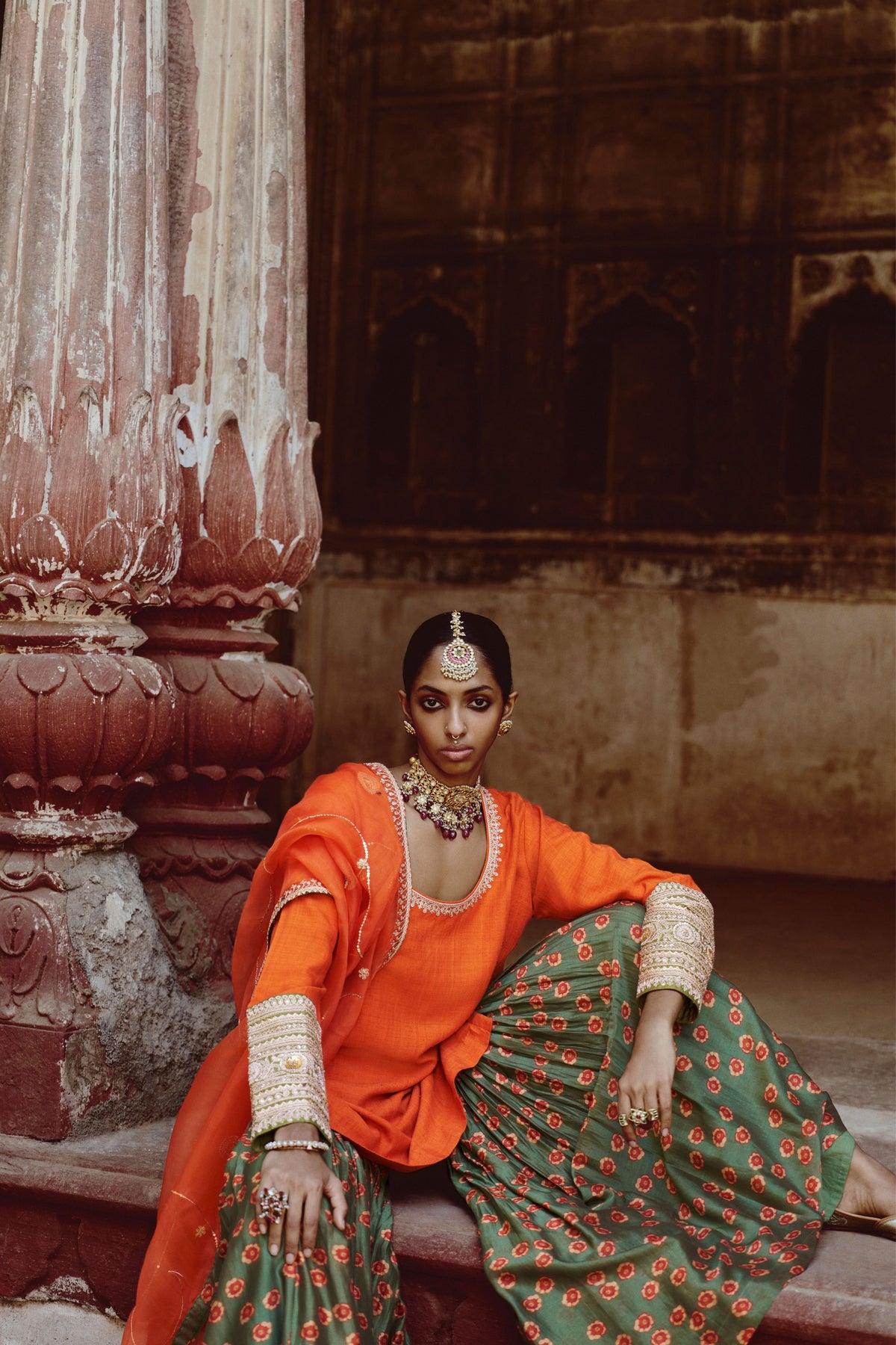 Kesariya Hand Sharara Set