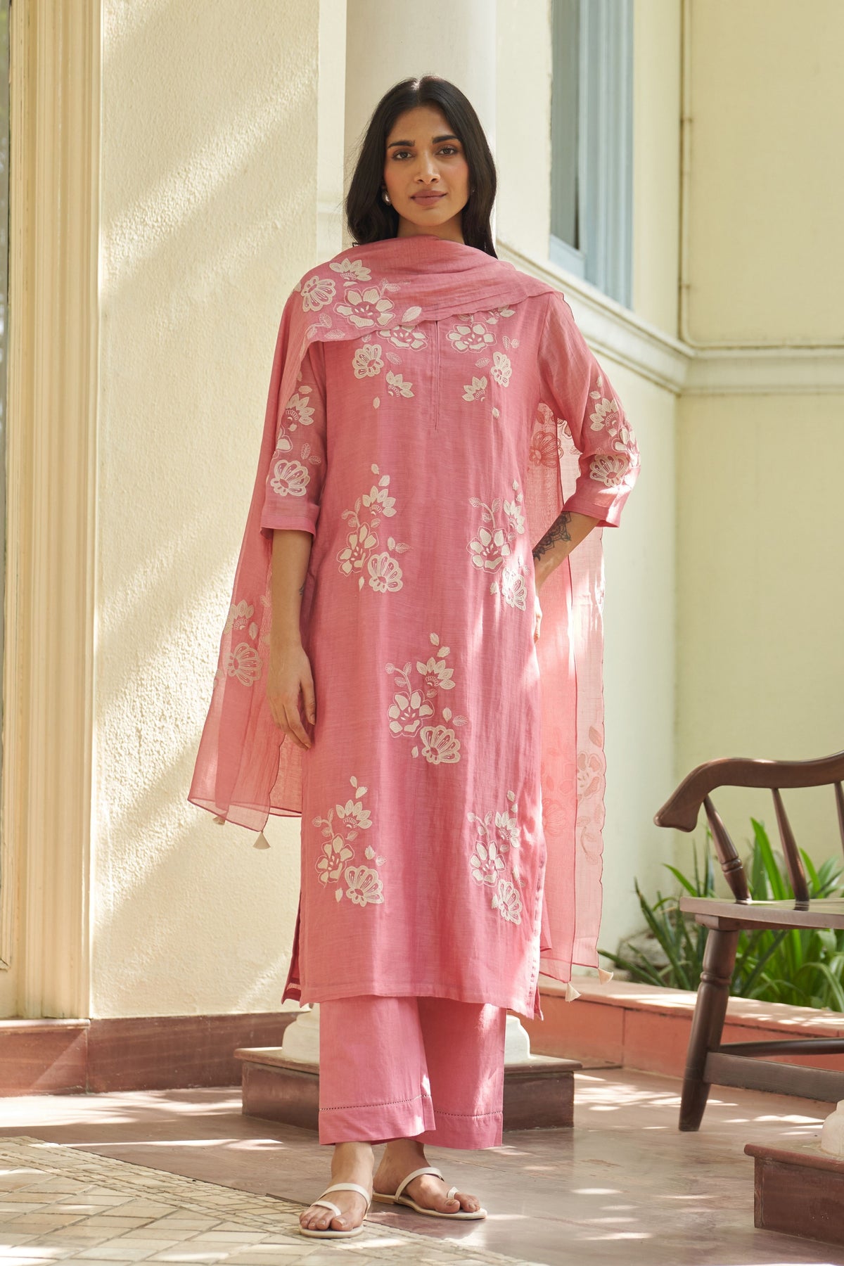 Peony Applique Kurta Set