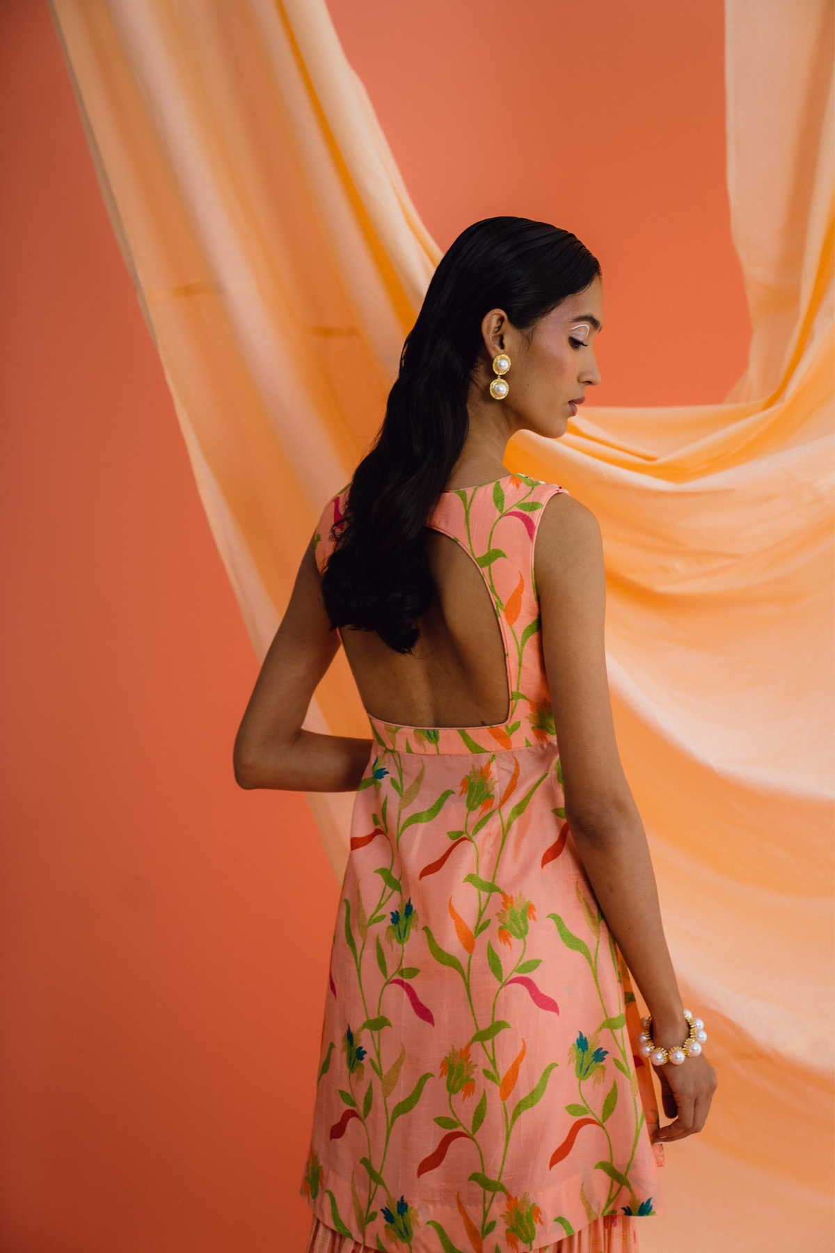 Peach Layered Sharara Set