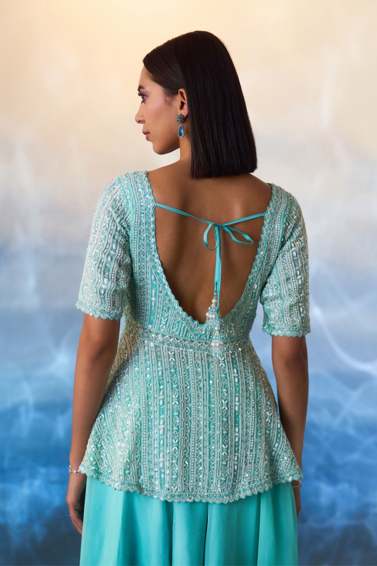 Mint Green Peplum Sharara Set