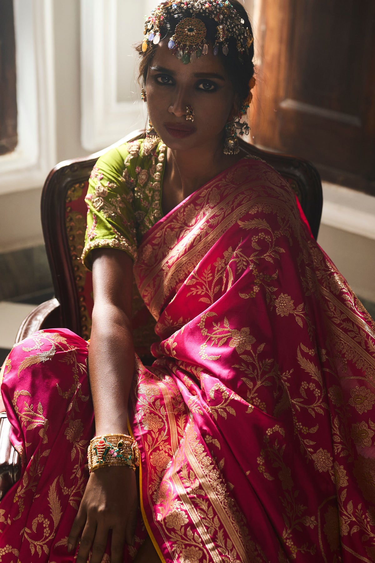 Jaal Manjari Rani Jangla Benarasi Handloom Sari