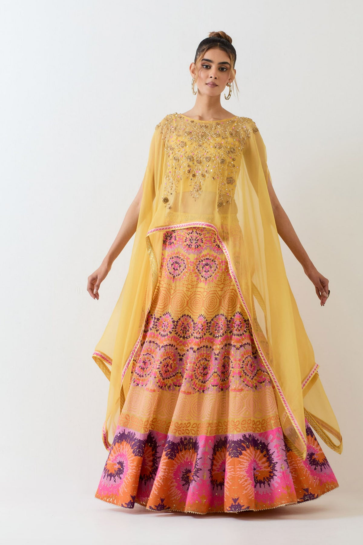 Organza Hand Embellished Cape Set