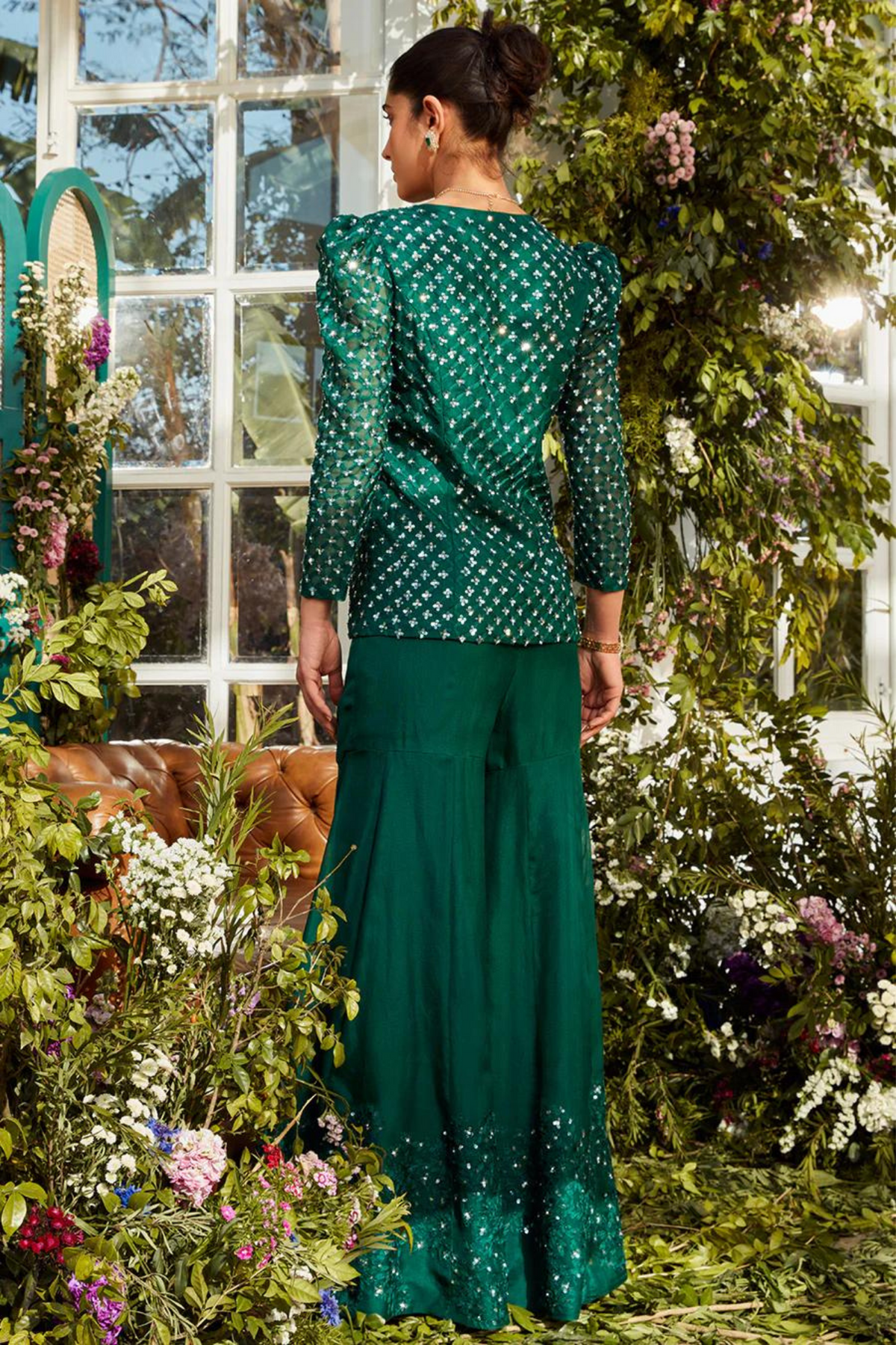 Green short jacket sharara