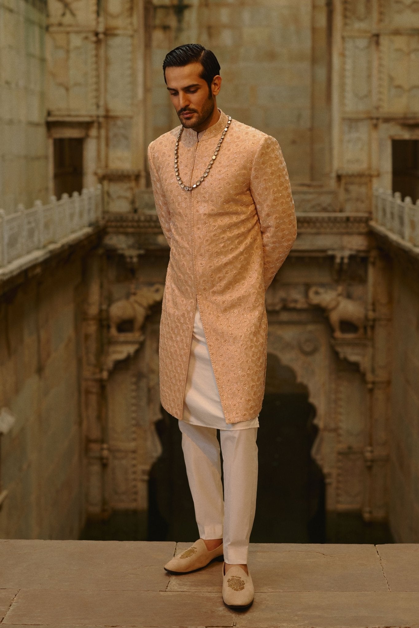 Geometric Embroidery Sherwani Set - Nitika Gujral Menswear - Elahe