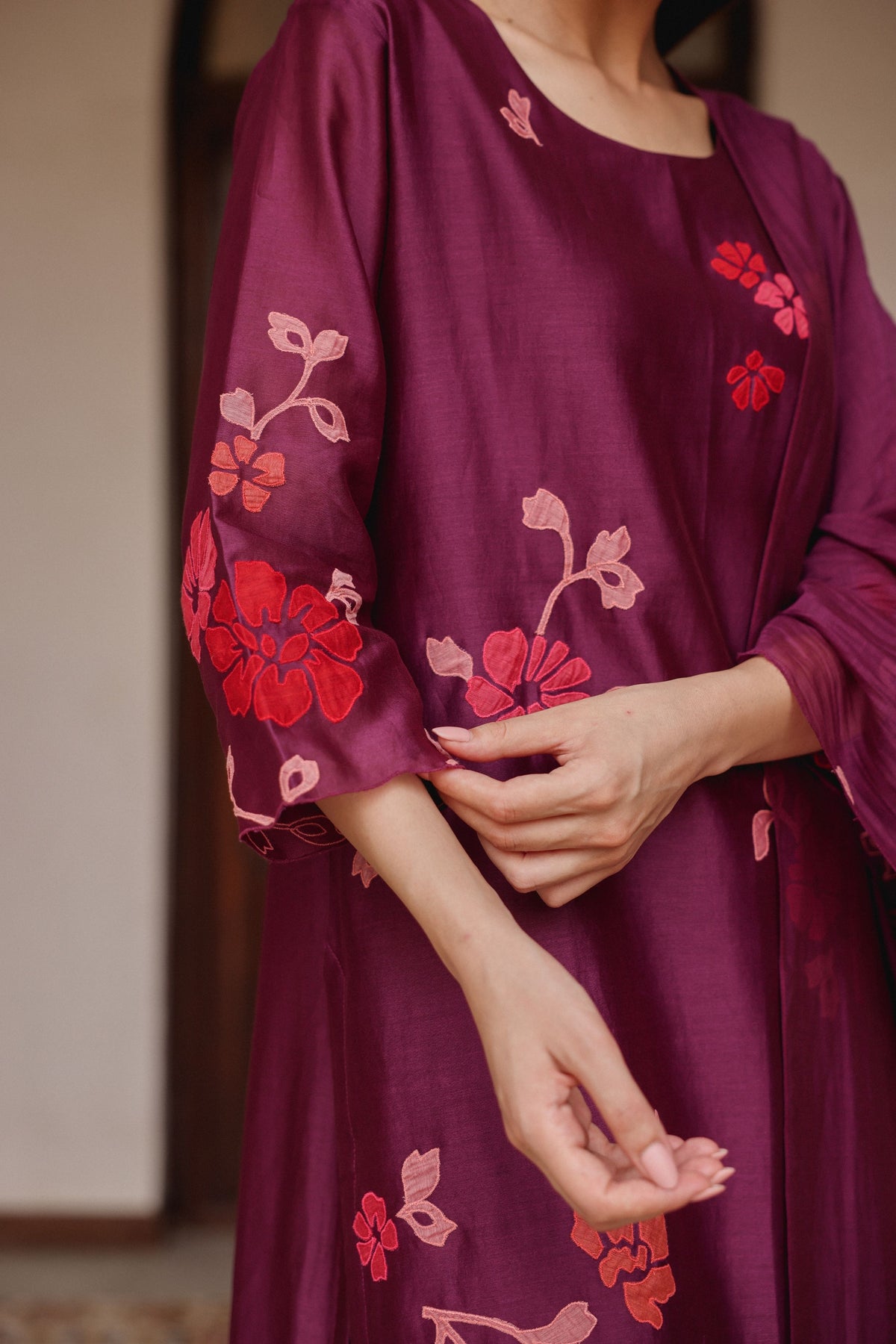 Amethyst Applique Floral Kurta Set