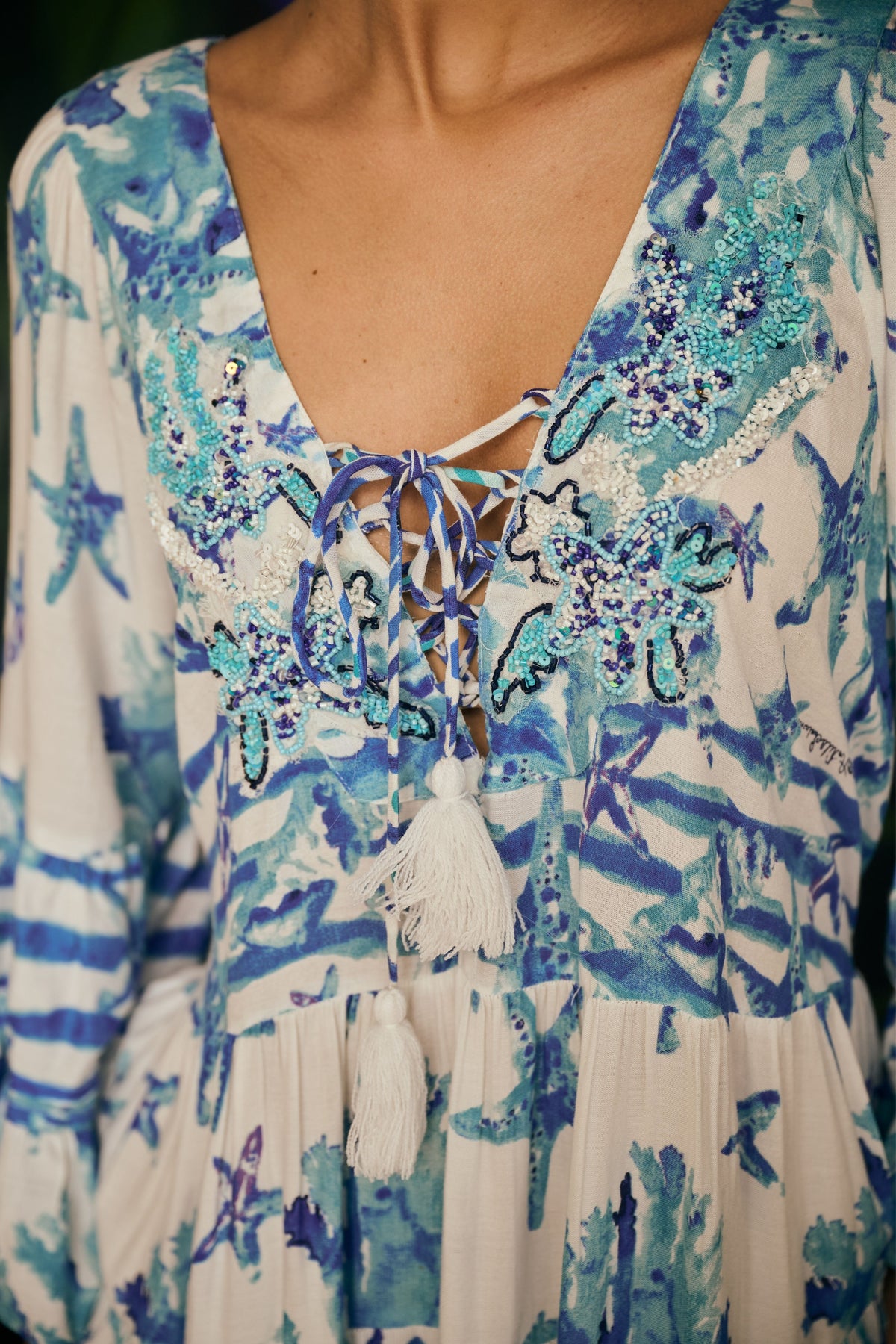 Blue Floral Midi Dress