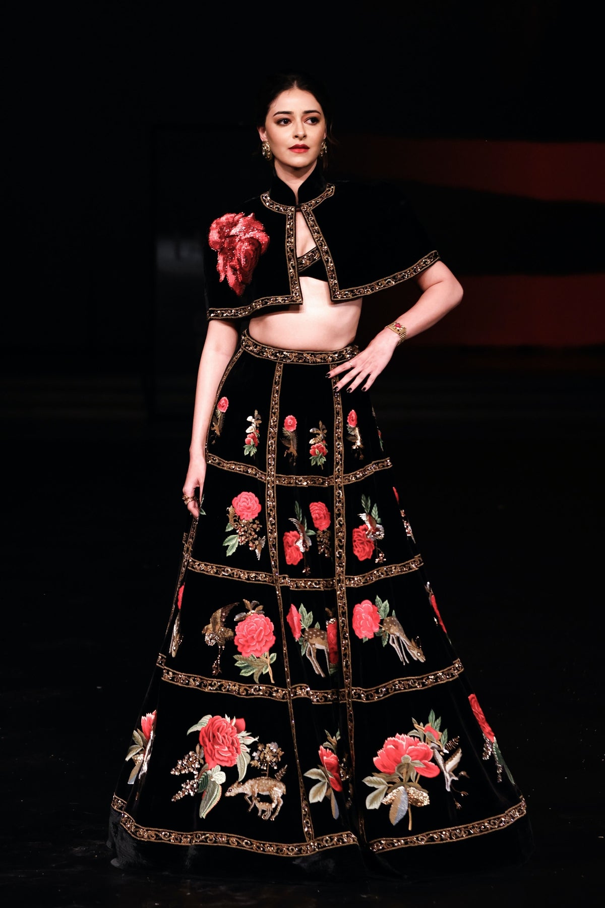 Embroidered Velvet Lehenga Set
