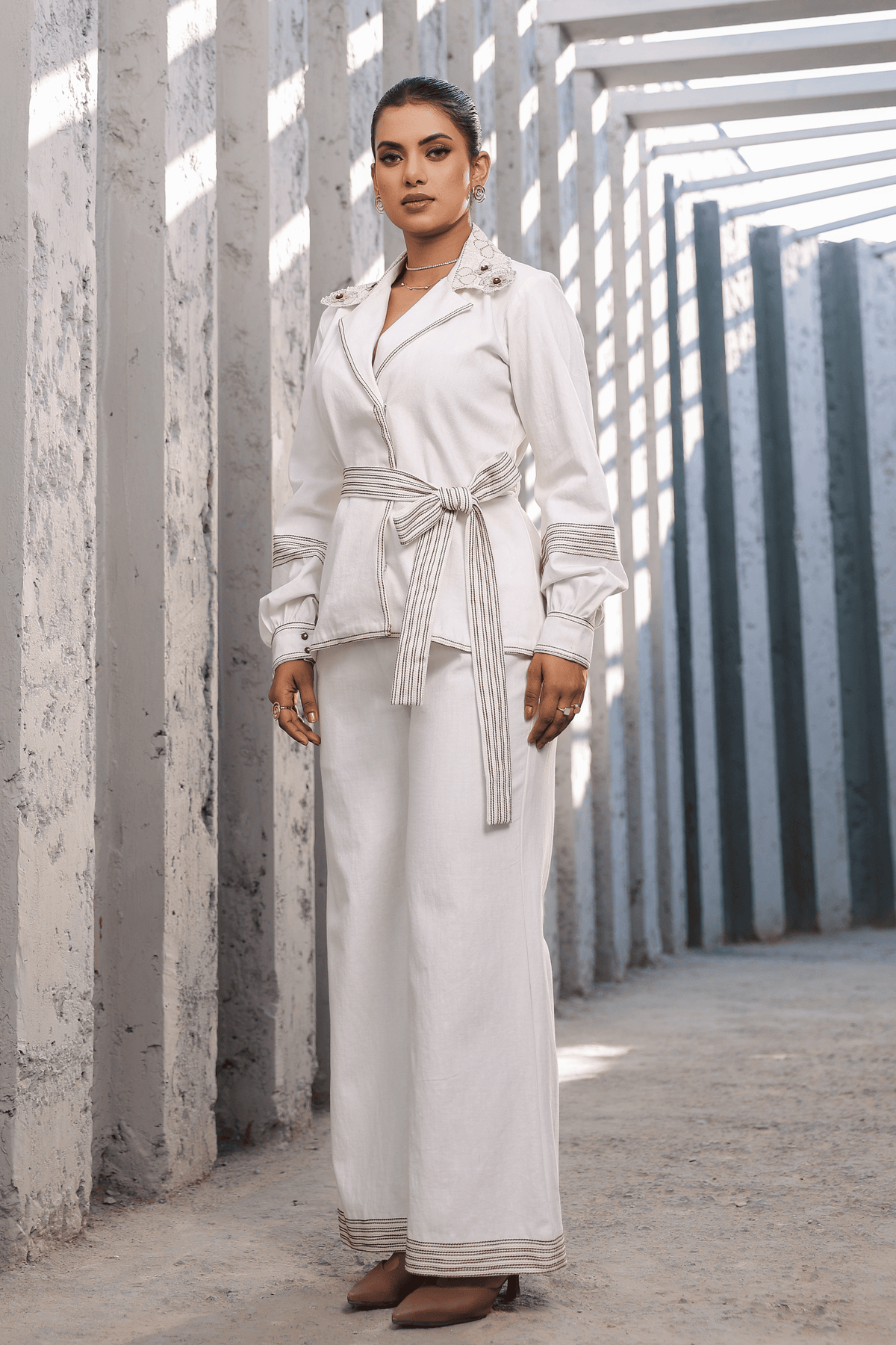 Azure Jacket Style Co-ord Set in White