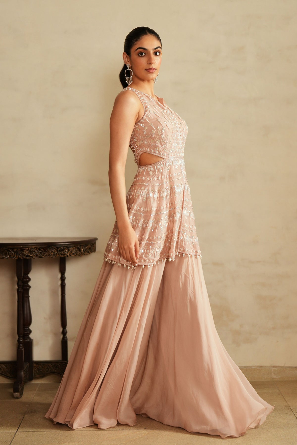 Salmon Pink Sharara Set