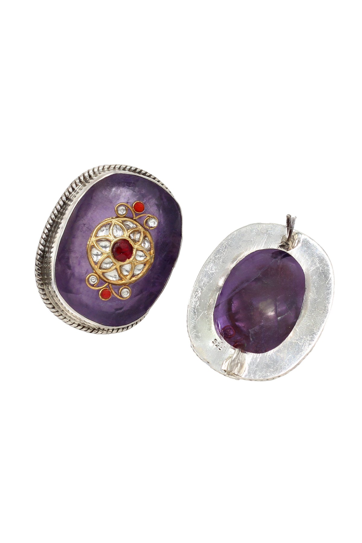 Purple Silver Earrings