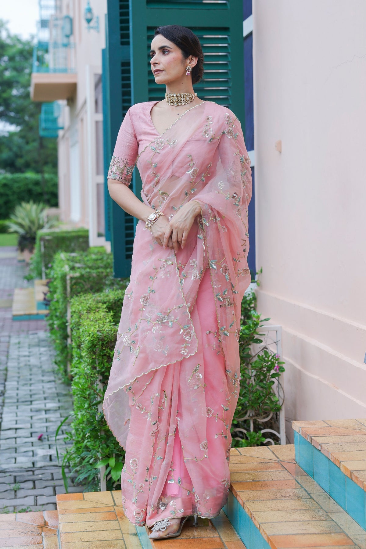 Jungle Walk Rose Saree Set