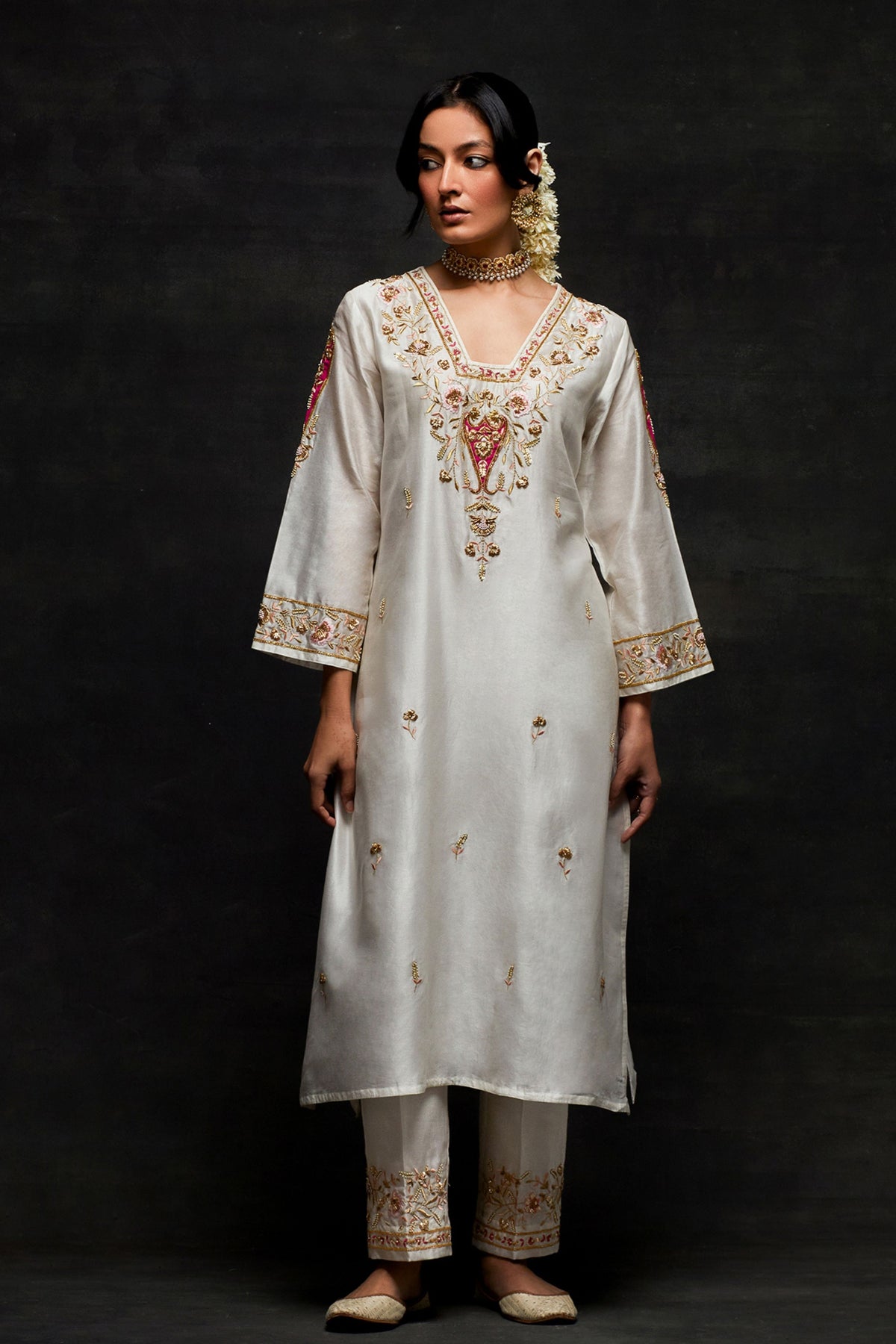 White Yoke Kurta Set