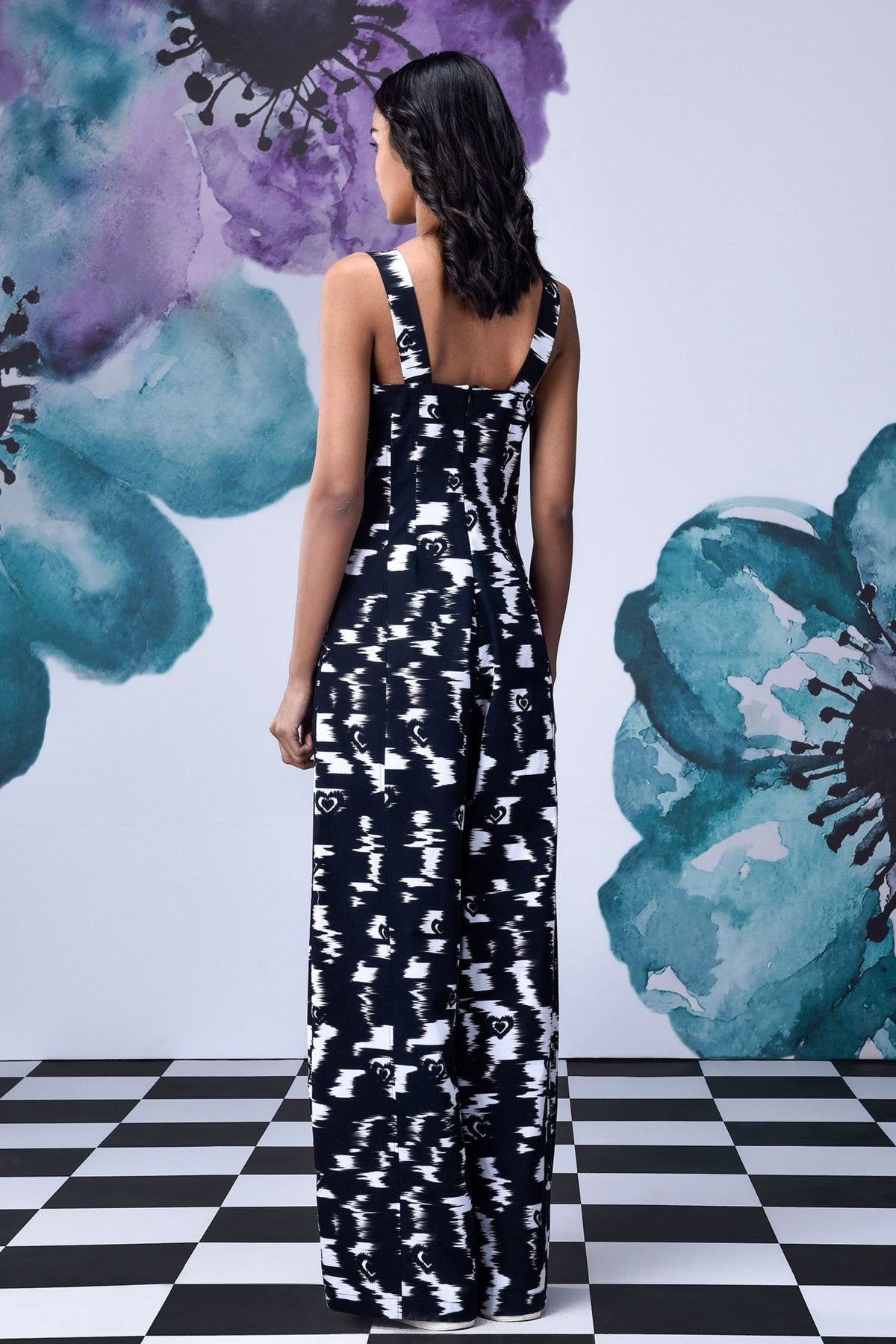 Anemone Flower Dungaree Black Grey