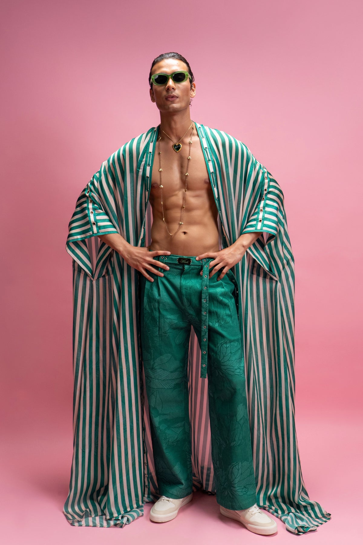 Striped Cape With Trousers