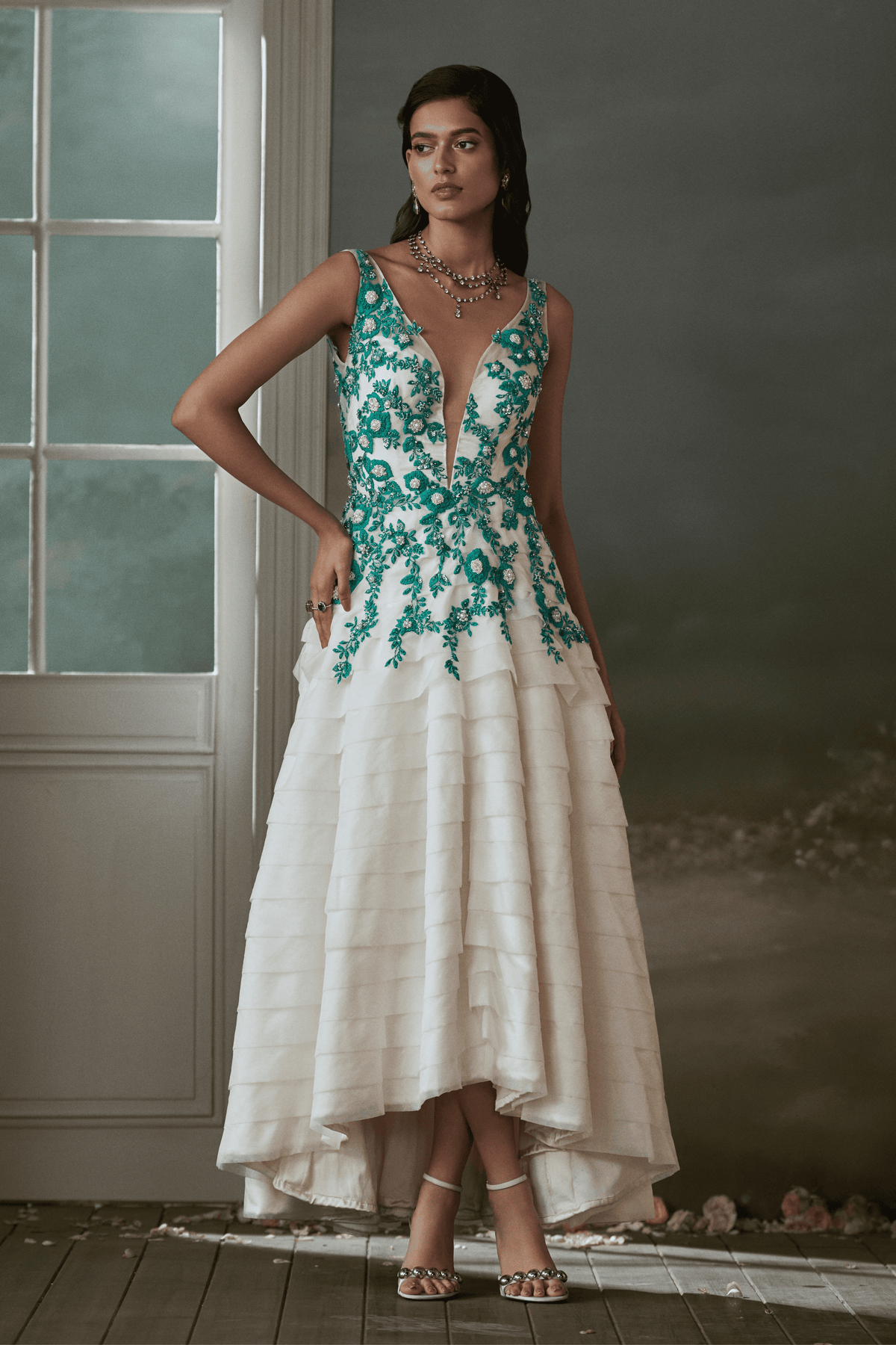 Ivory Organza Layered Dress