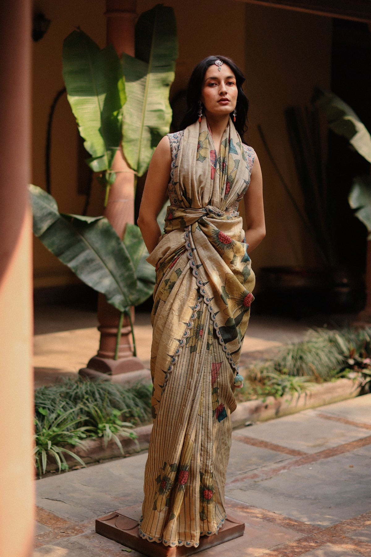 Copper Kalam Saree Set
