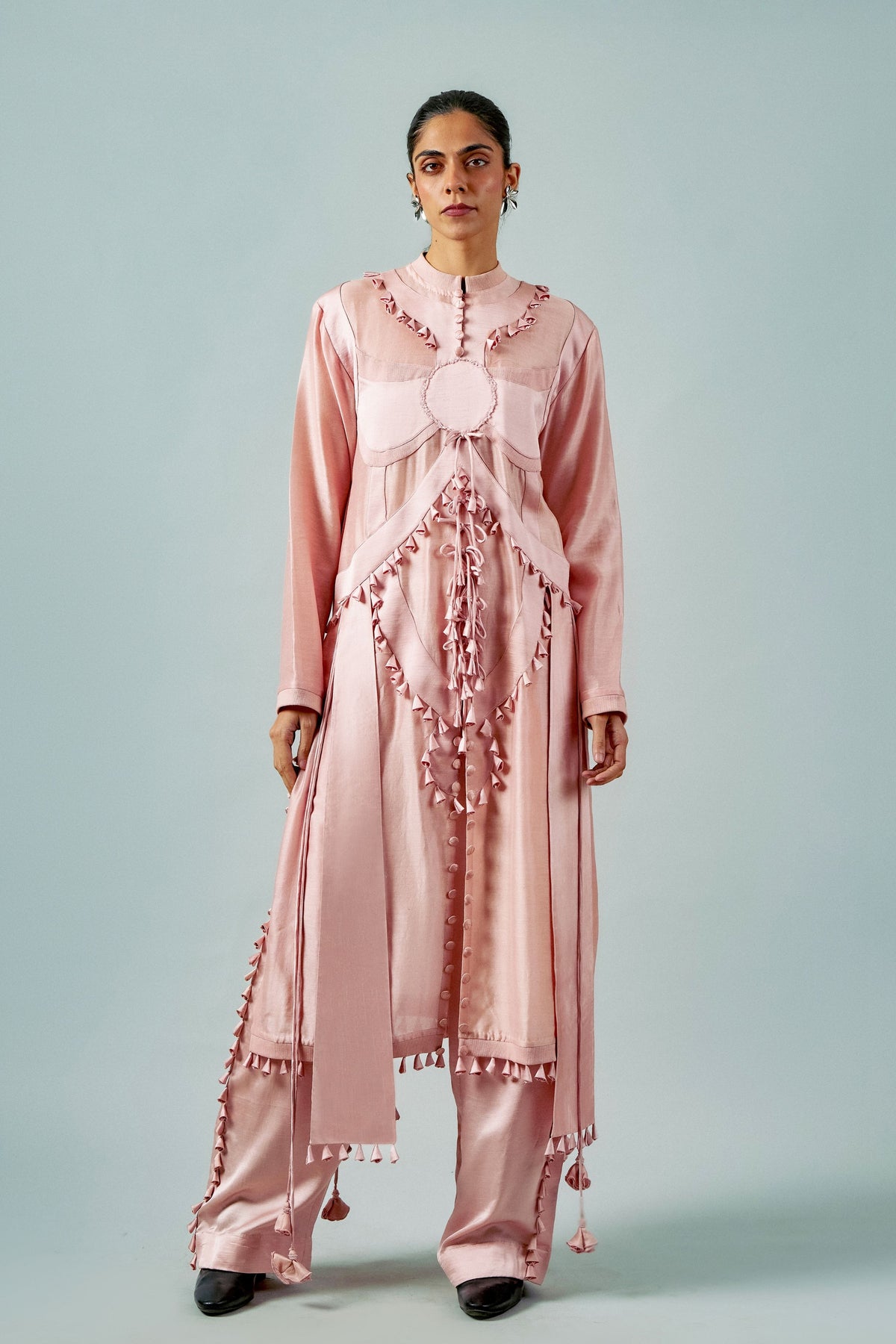Pink Ornament Tassels Tunic Set