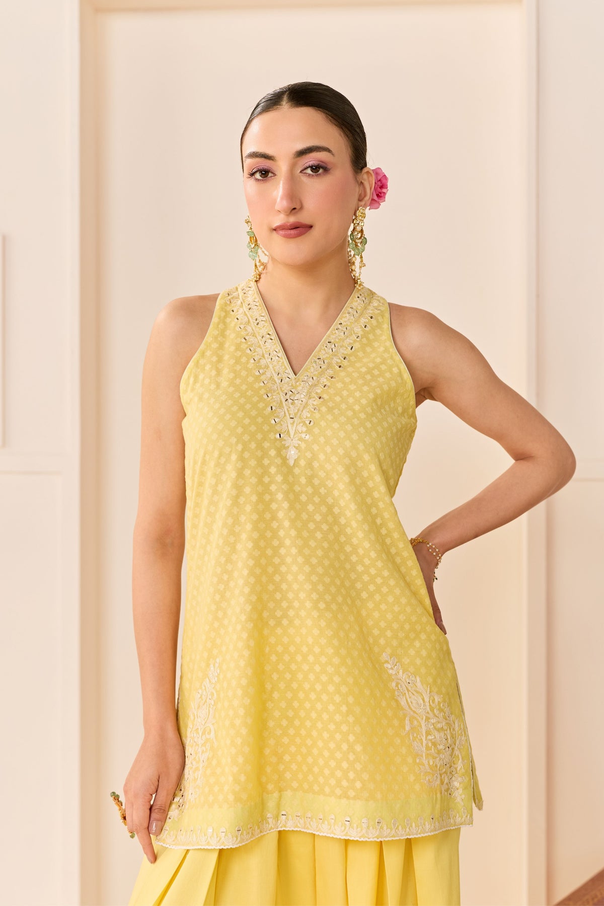 Miral Lemon Yellow Short Kurta Set