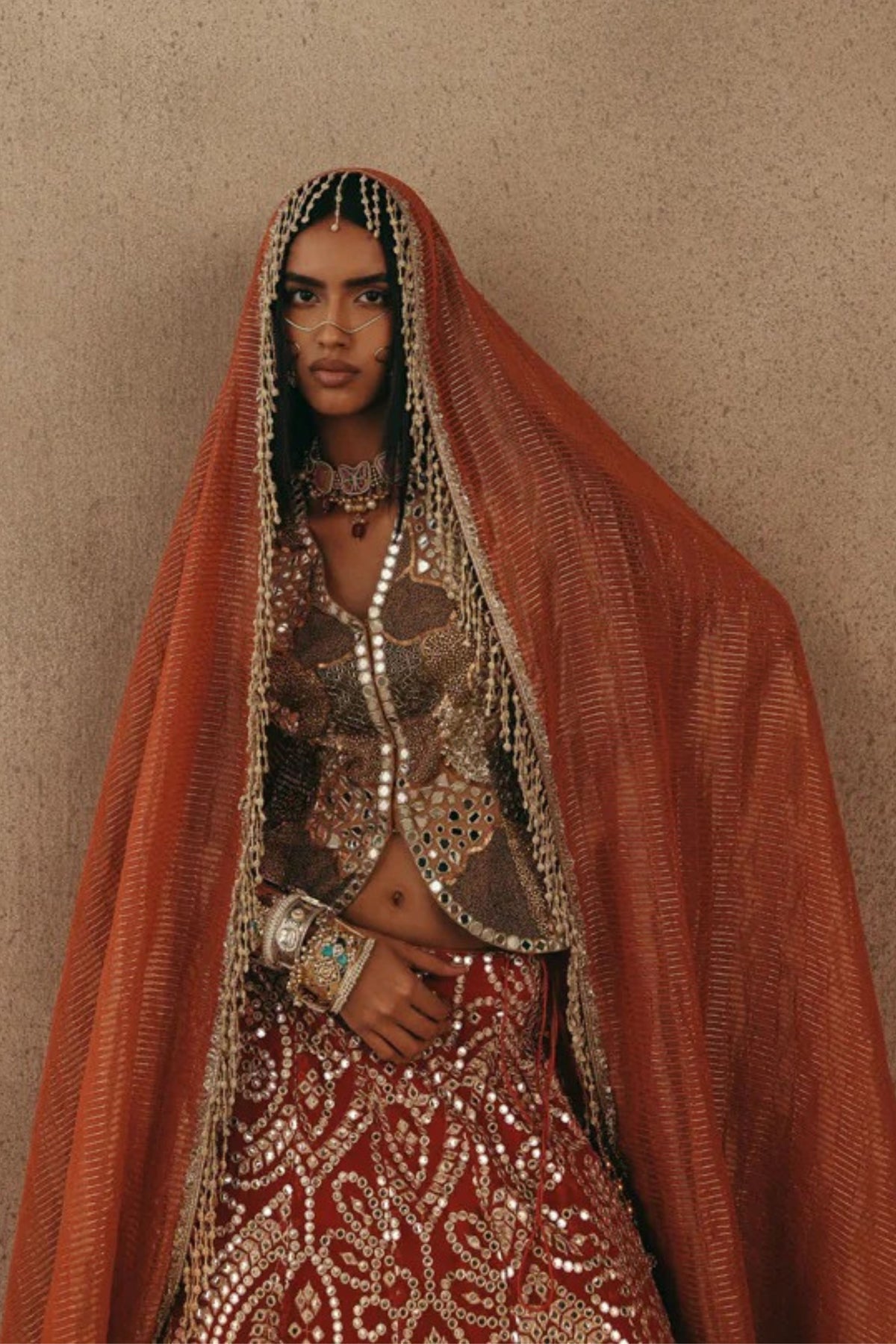 Rust Zari Lehenga Set
