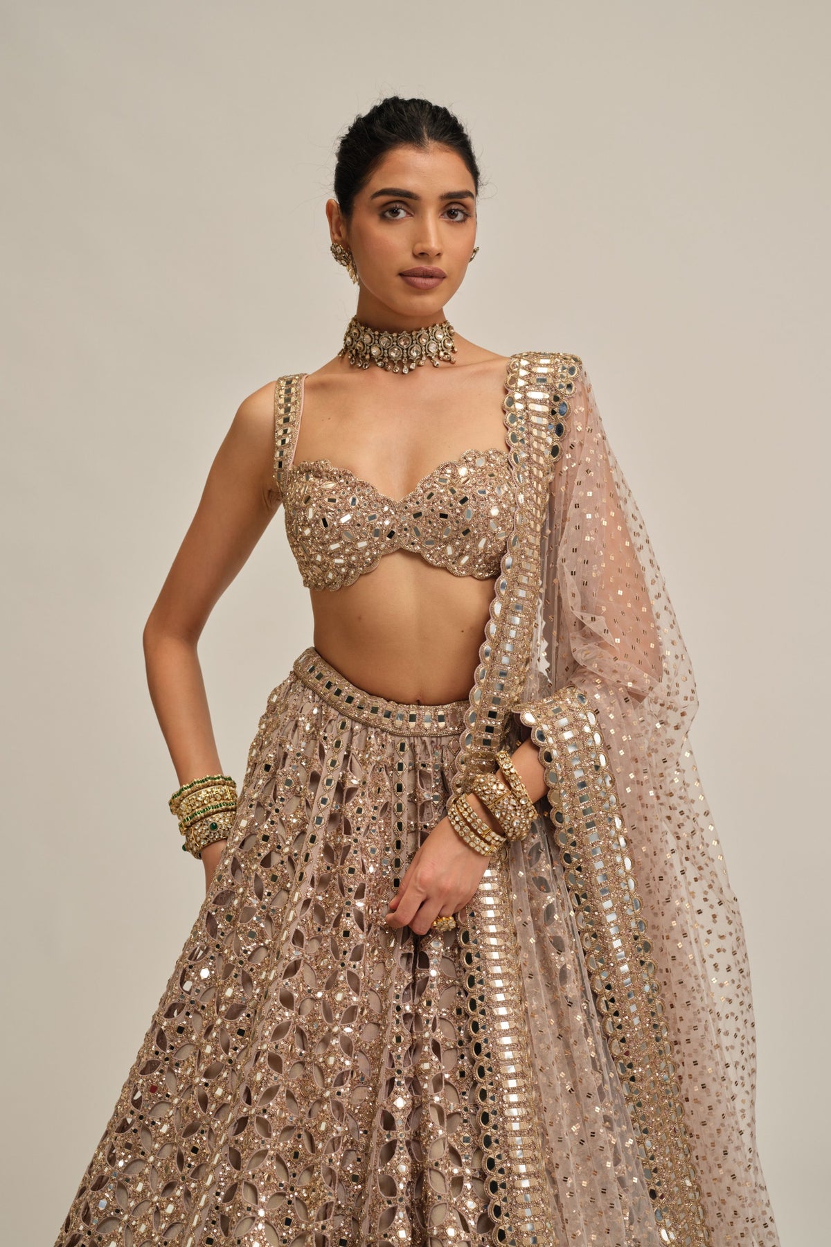 Ash Pink Circular Lehenga Set