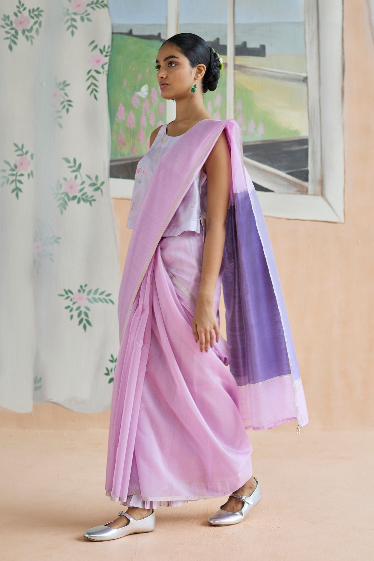 Orchid Mist Chanderi Sari