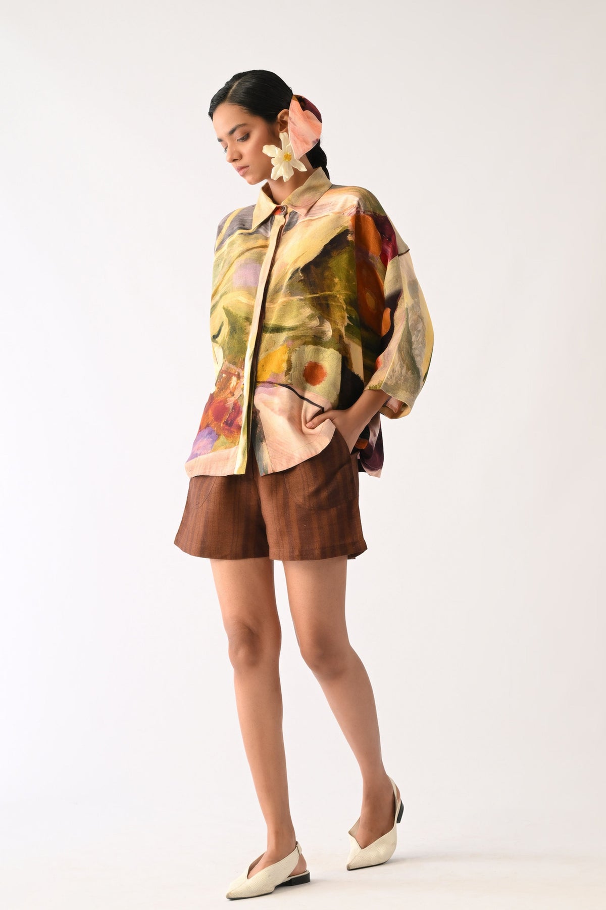 Brown Stripes Shorts