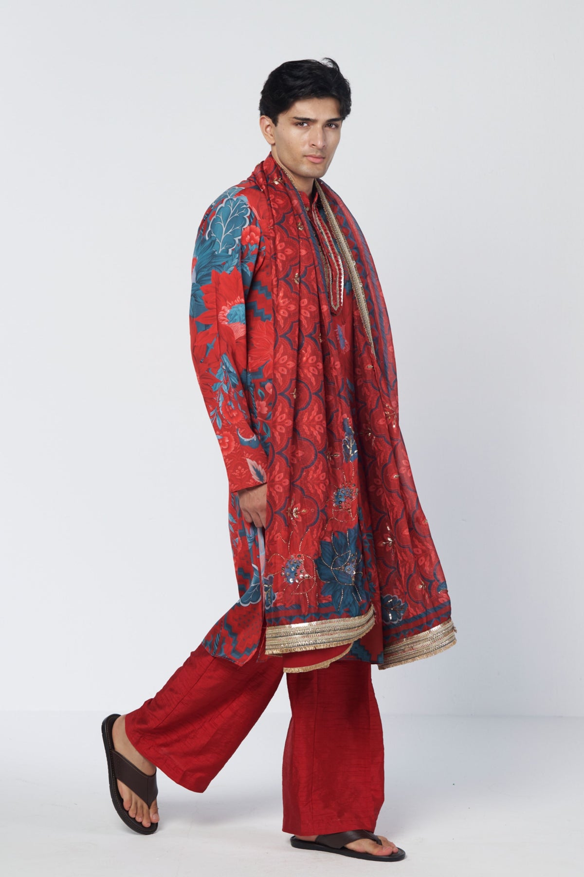 Red Mirage Kurta Set