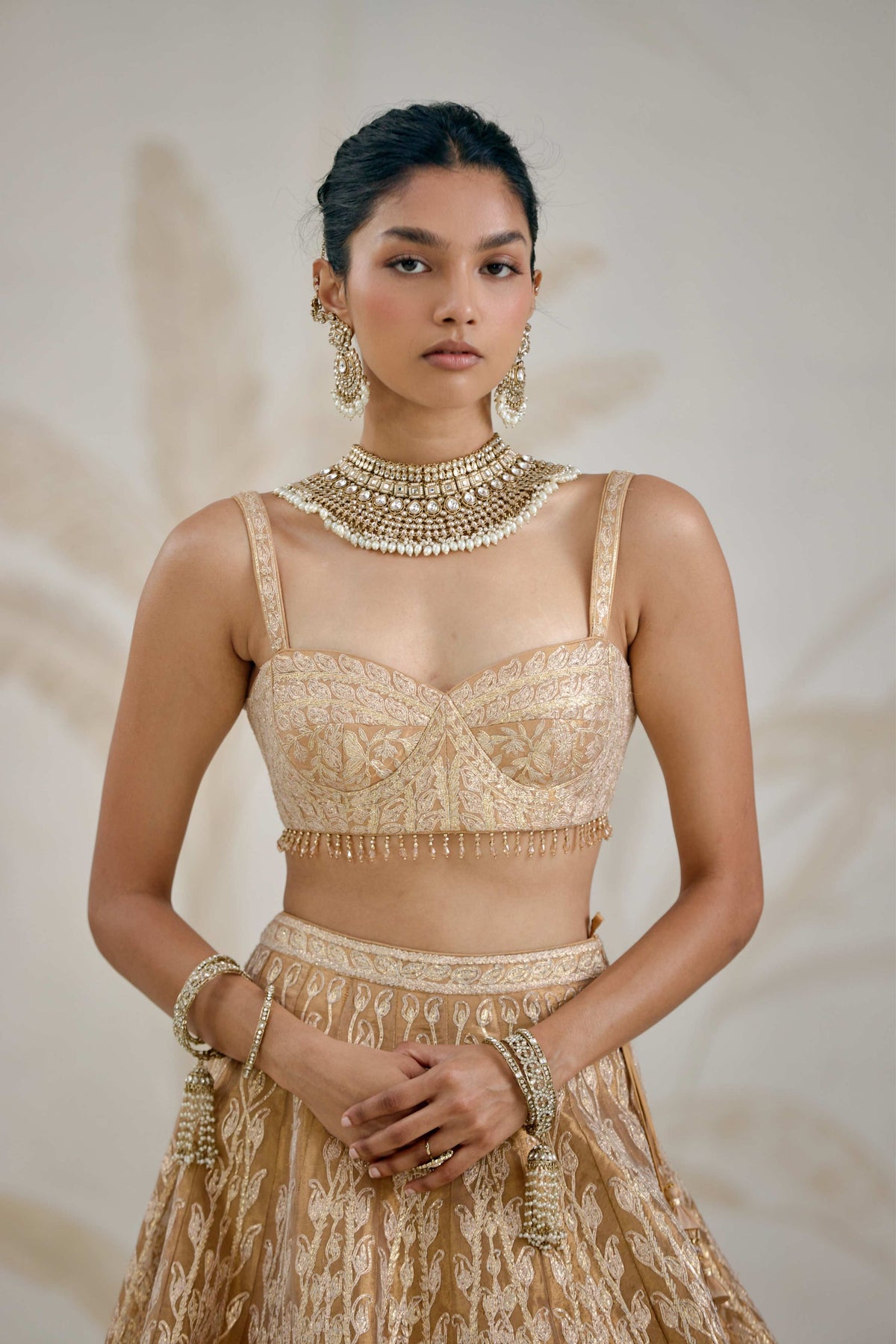 Gold Organza Lehenga Set