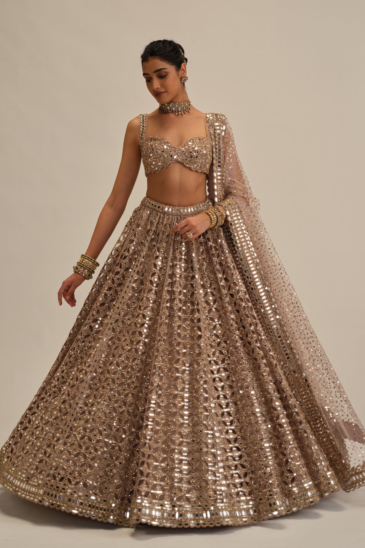 Ash Pink Circular Lehenga Set