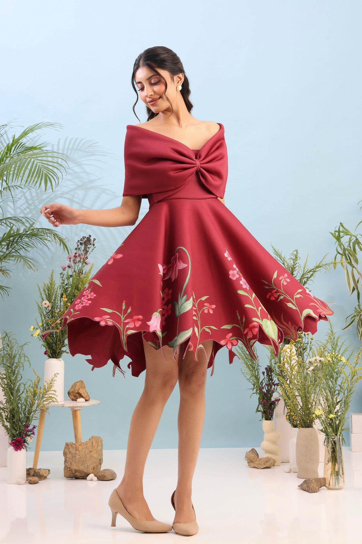 Short Printed Dress With Wrap