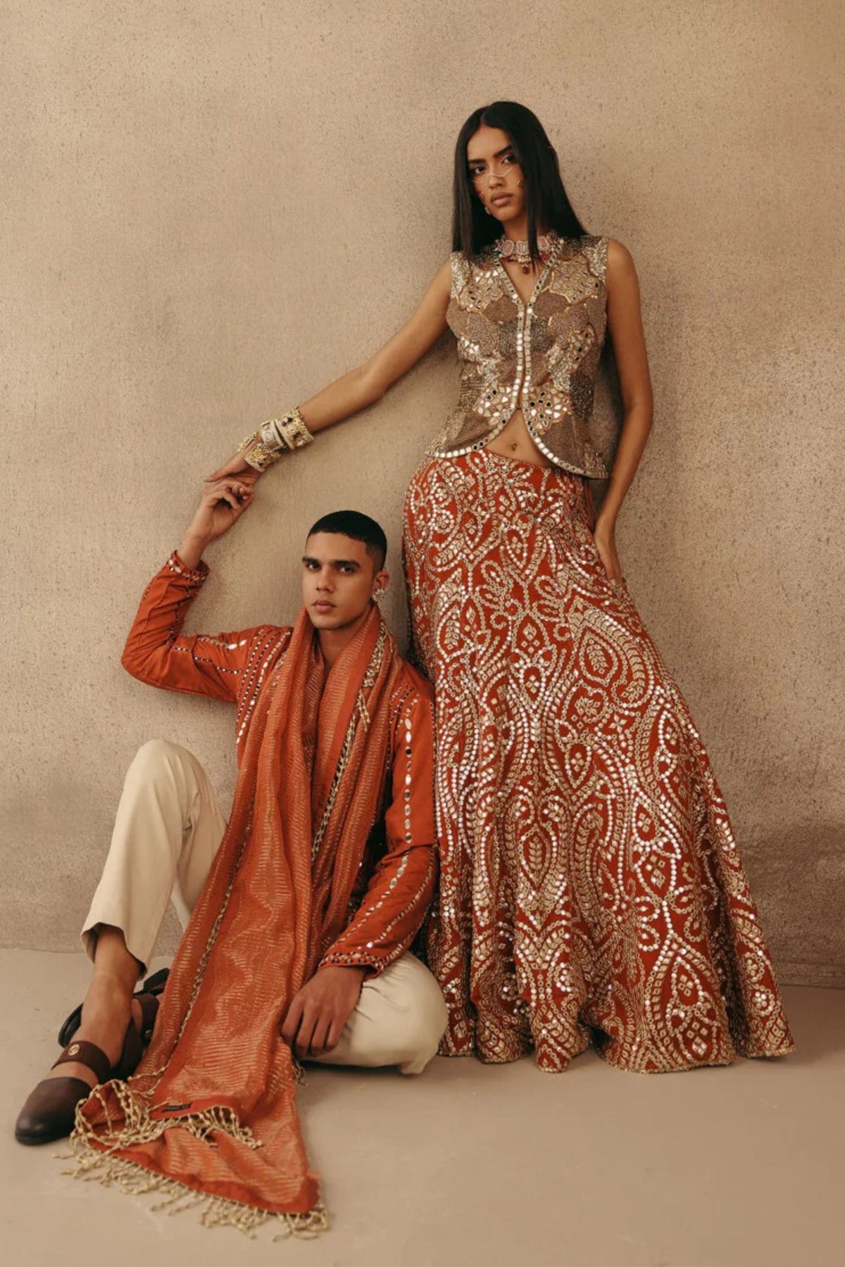 Rust Zari Lehenga Set