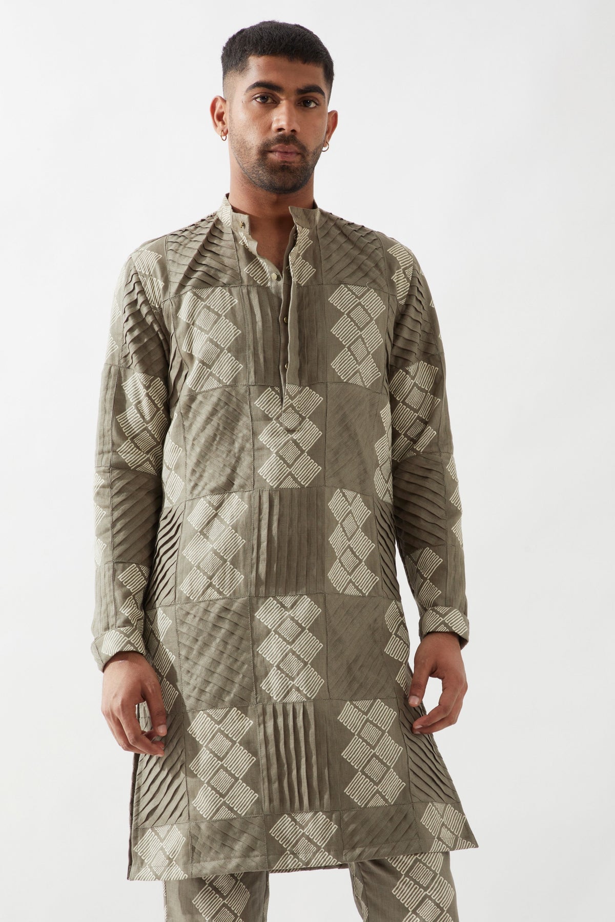 Ezra Barbed Olive Kurta Set
