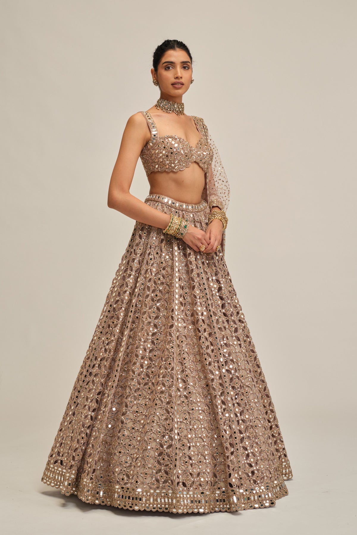Ash Pink Circular Lehenga Set