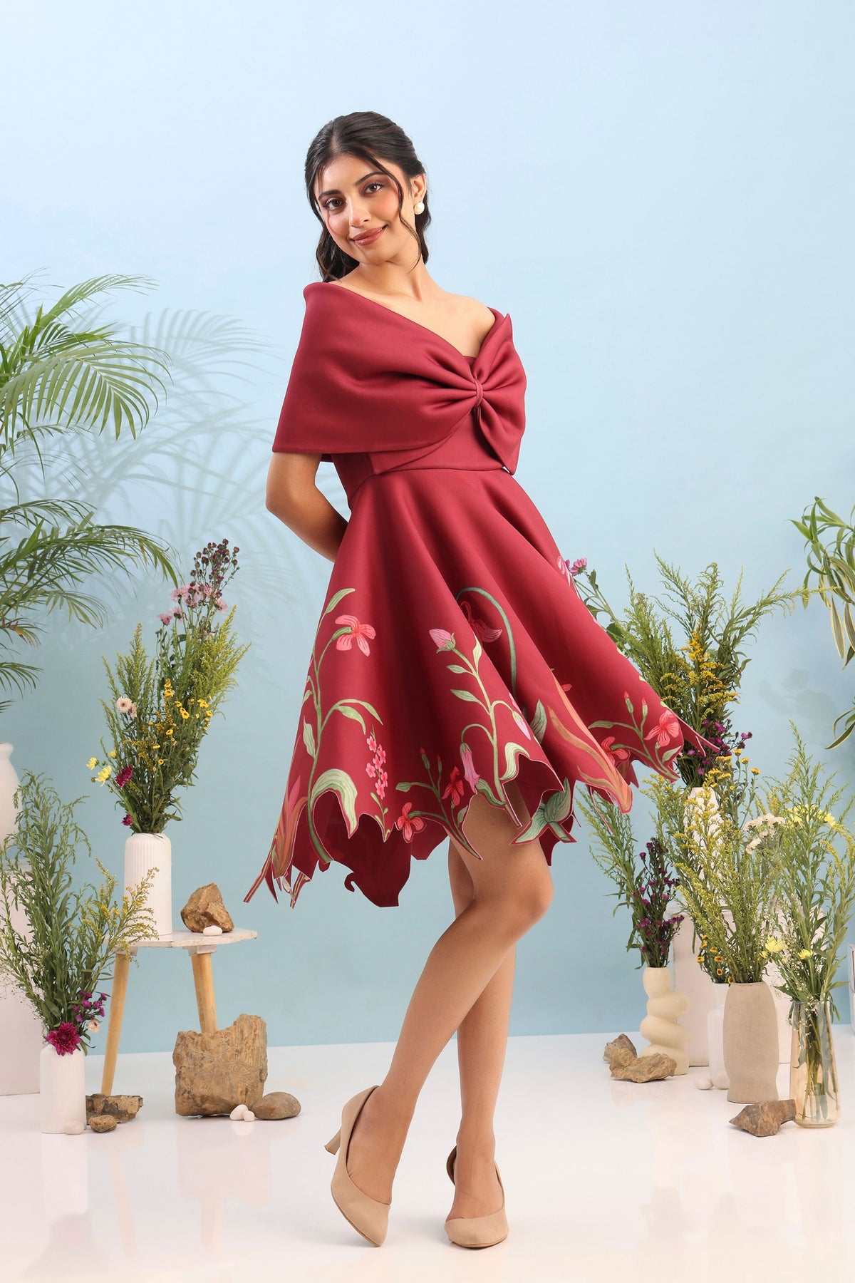Short Printed Dress With Wrap