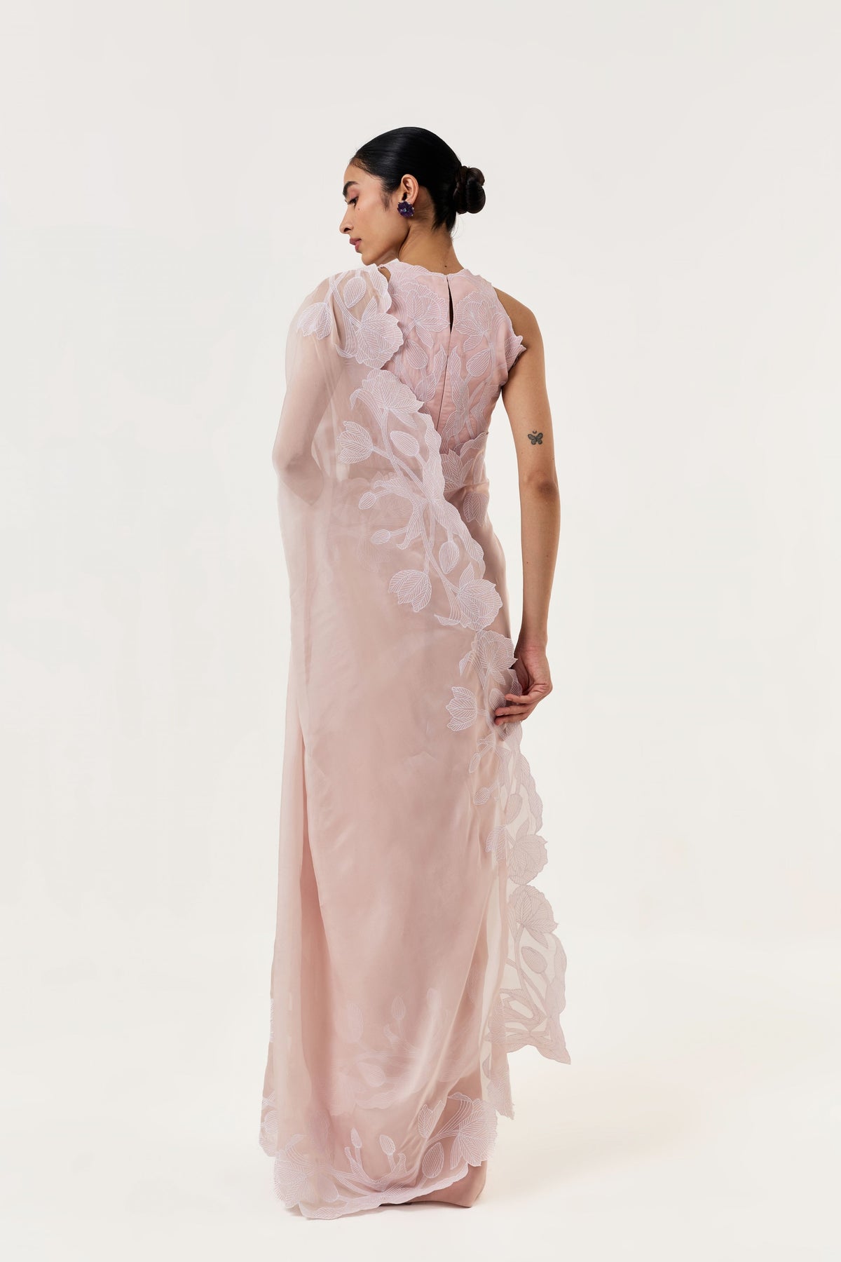 Wild Tulip Blush Pink Pre-Stitched Saree Set